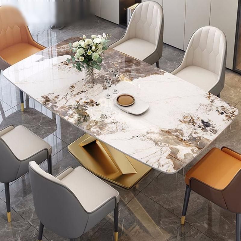 Luxurious Marble-Effect Oval Dining Table