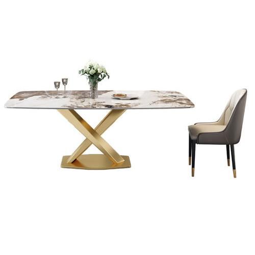 Luxurious Marble-Effect Oval Dining Table